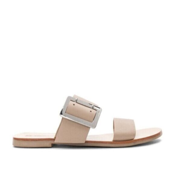 Free People Sol Sana April II Slide Sandals Flats Straps Leather Buckle Ecru 6 - Picture 4 of 15